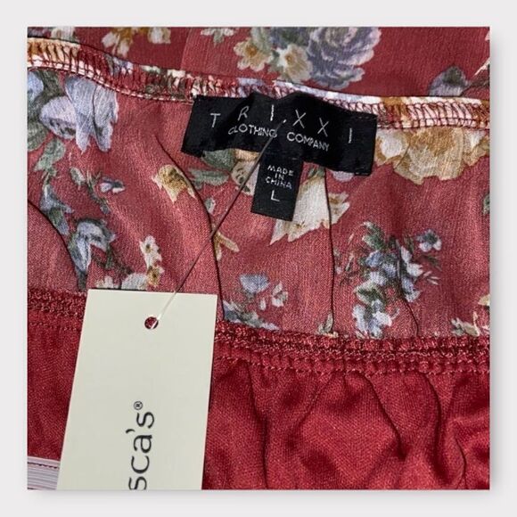 Trixxi Floral Spaghetti Strap Layered Mini Dress Size LJ - Picture 8 of 11